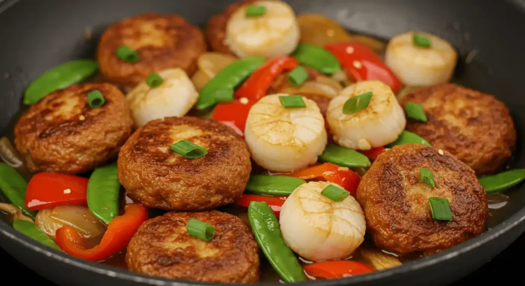 Fishcakes and Scallops Stir Fry Recipe